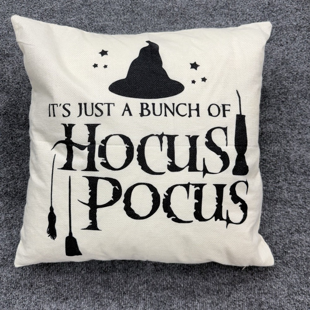 "It's Just A Bunch of Hocus Pocus" Throw Pillow With Zipper In Cream Color‎ New